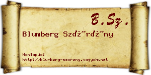 Blumberg Szörény névjegykártya